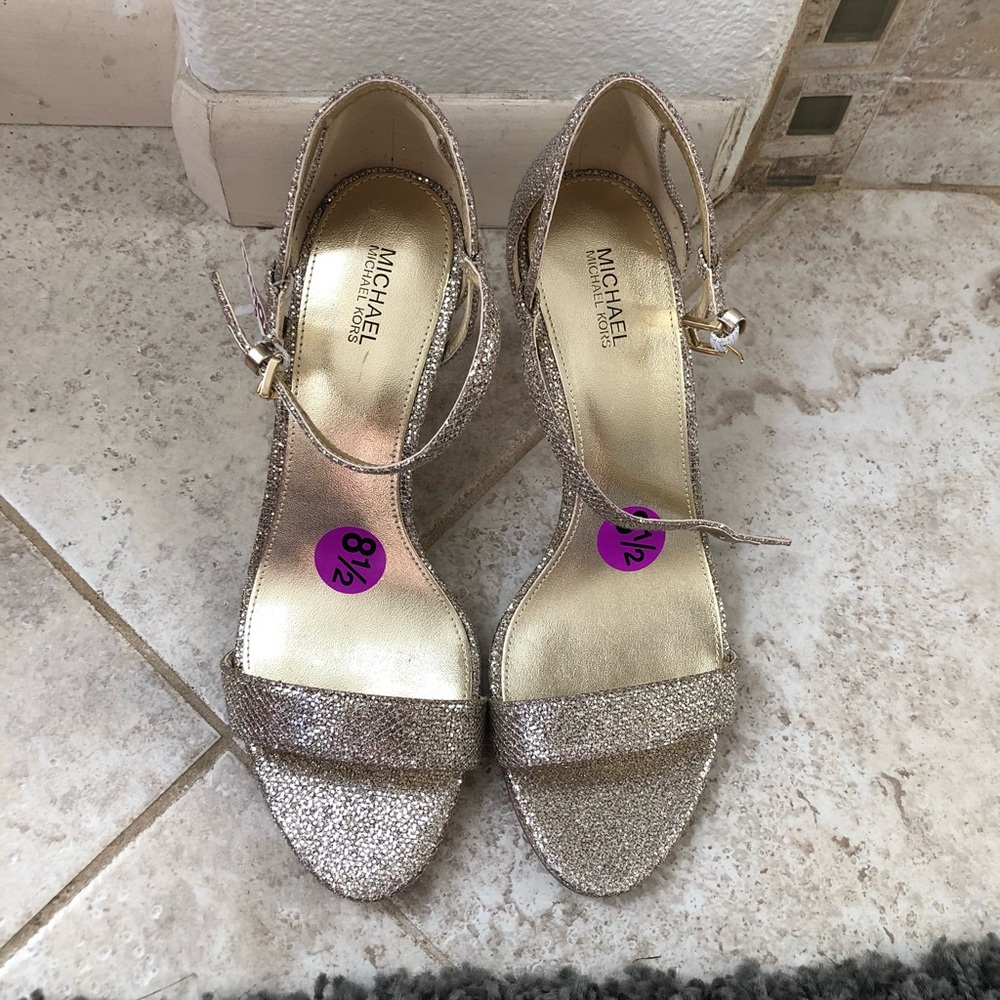 Michael Kors New High Heels Gold Sandals Size 8.5
